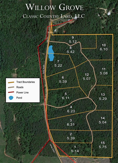 Tract layout map for Willow Grove Tract 4 in Lamar County, Alabama